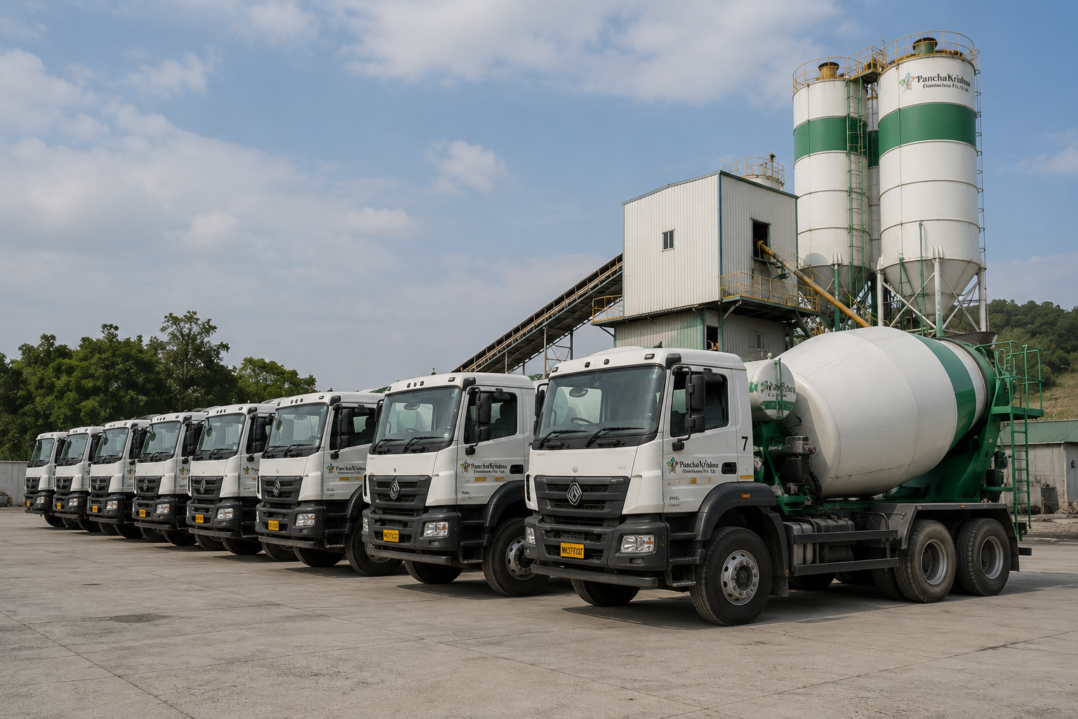 PanchaKrishna transit mixer fleet at the batching plant